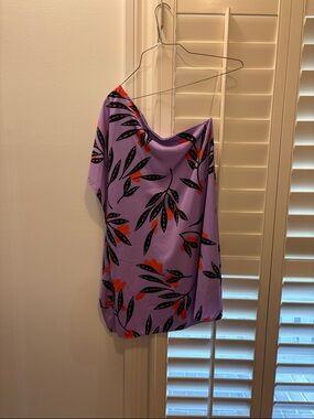 Vici Lilac Floral Mini Dress with Black and Red Leaf Print